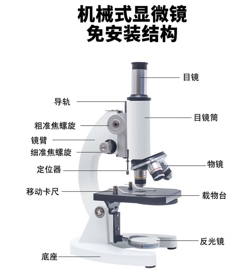 冰禹 显微镜实验光学生物教学 高倍高清便携式 升级版15000倍+标本30片 BYS-235